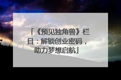 《预见独角兽》栏目：解锁创业密码，助力梦想启航