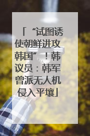 “试图诱使朝鲜进攻韩国”！韩议员：韩军曾派无人机侵入平壤