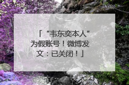 “韦东奕本人”为假账号！微博发文：已关闭！