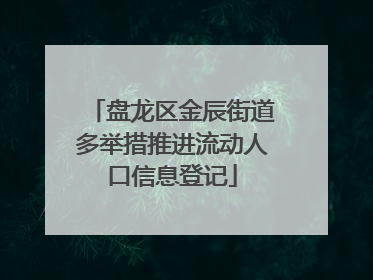 盘龙区金辰街道多举措推进流动人口信息登记