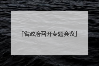 省政府召开专题会议