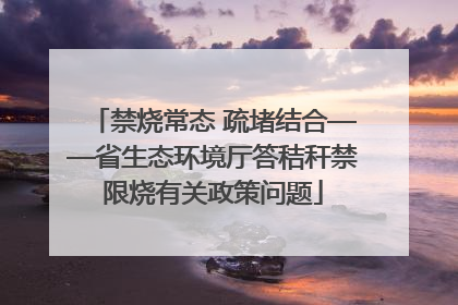 禁烧常态 疏堵结合——省生态环境厅答秸秆禁限烧有关政策问题