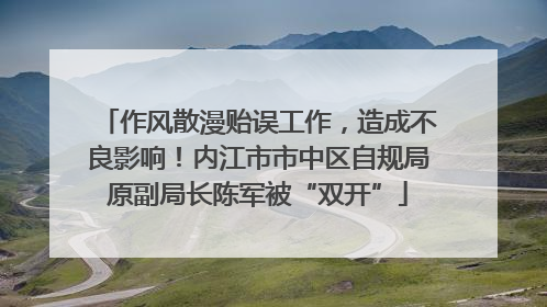 作风散漫贻误工作，造成不良影响！内江市市中区自规局原副局长陈军被“双开”