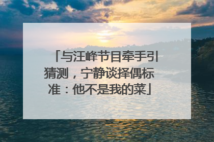 与汪峰节目牵手引猜测，宁静谈择偶标准：他不是我的菜