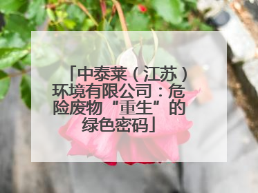 中泰莱（江苏）环境有限公司：危险废物“重生”的绿色密码
