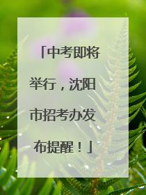 中考即将举行，沈阳市招考办发布提醒！