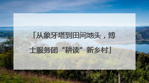 从象牙塔到田间地头，博士服务团“耕读”新乡村