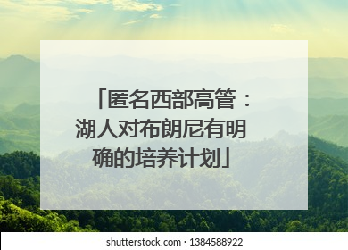 匿名西部高管：湖人对布朗尼有明确的培养计划