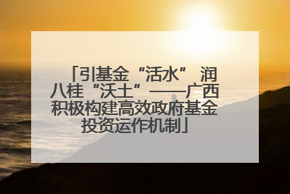 引基金“活水” 润八桂“沃土”——广西积极构建高效政府基金投资运作机制