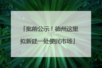 批前公示！德州这里拟新建一处便民市场