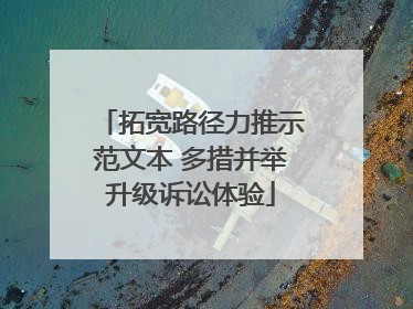 拓宽路径力推示范文本 多措并举升级诉讼体验