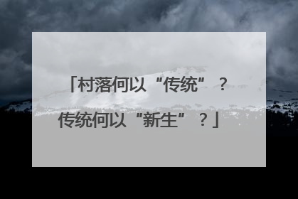 村落何以“传统”？传统何以“新生”？