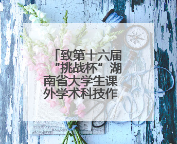 致第十六届“挑战杯”湖南省大学生课外学术科技作品竞赛参赛学子的一封信