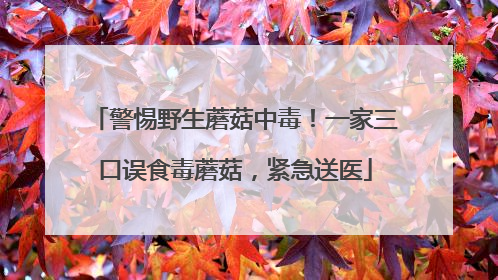 警惕野生蘑菇中毒！一家三口误食毒蘑菇，紧急送医