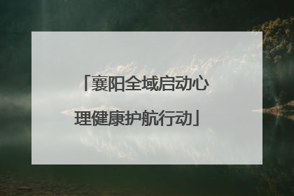 襄阳全域启动心理健康护航行动