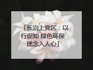 长治上党区：以行促知 绿色环保理念入人心