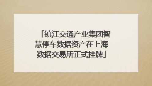 镇江交通产业集团智慧停车数据资产在上海数据交易所正式挂牌