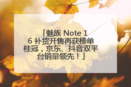 魅族 Note 16 补货开售再获榜单桂冠，京东、抖音双平台销量领先！