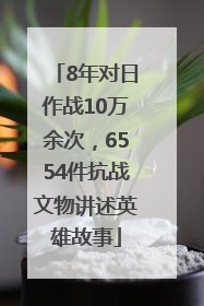 8年对日作战10万余次，6554件抗战文物讲述英雄故事